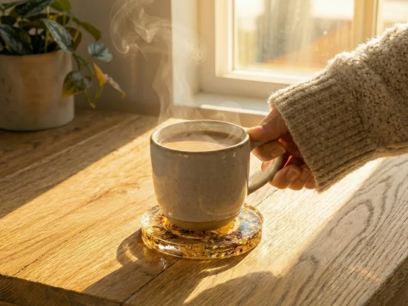 Une mère allaite son bébé, assise dans la lumière du matin